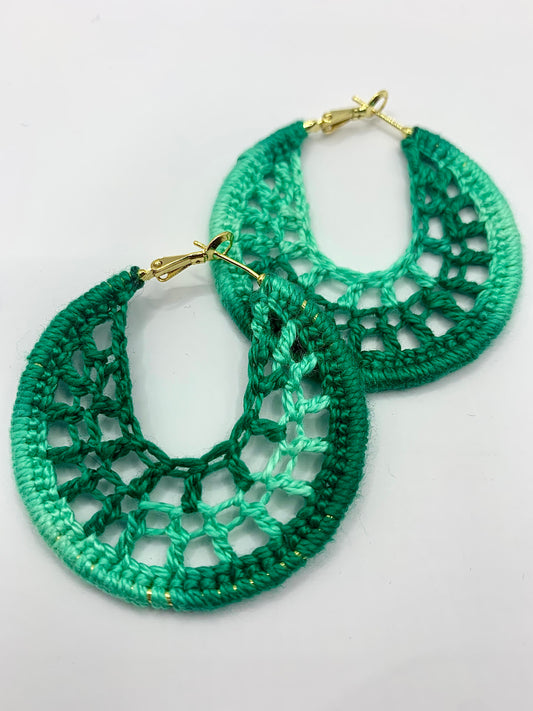 Spring Greens Crochet Earrings