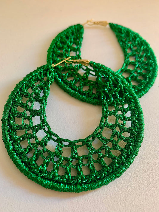 Emerald Enchantment Crochet Earrings