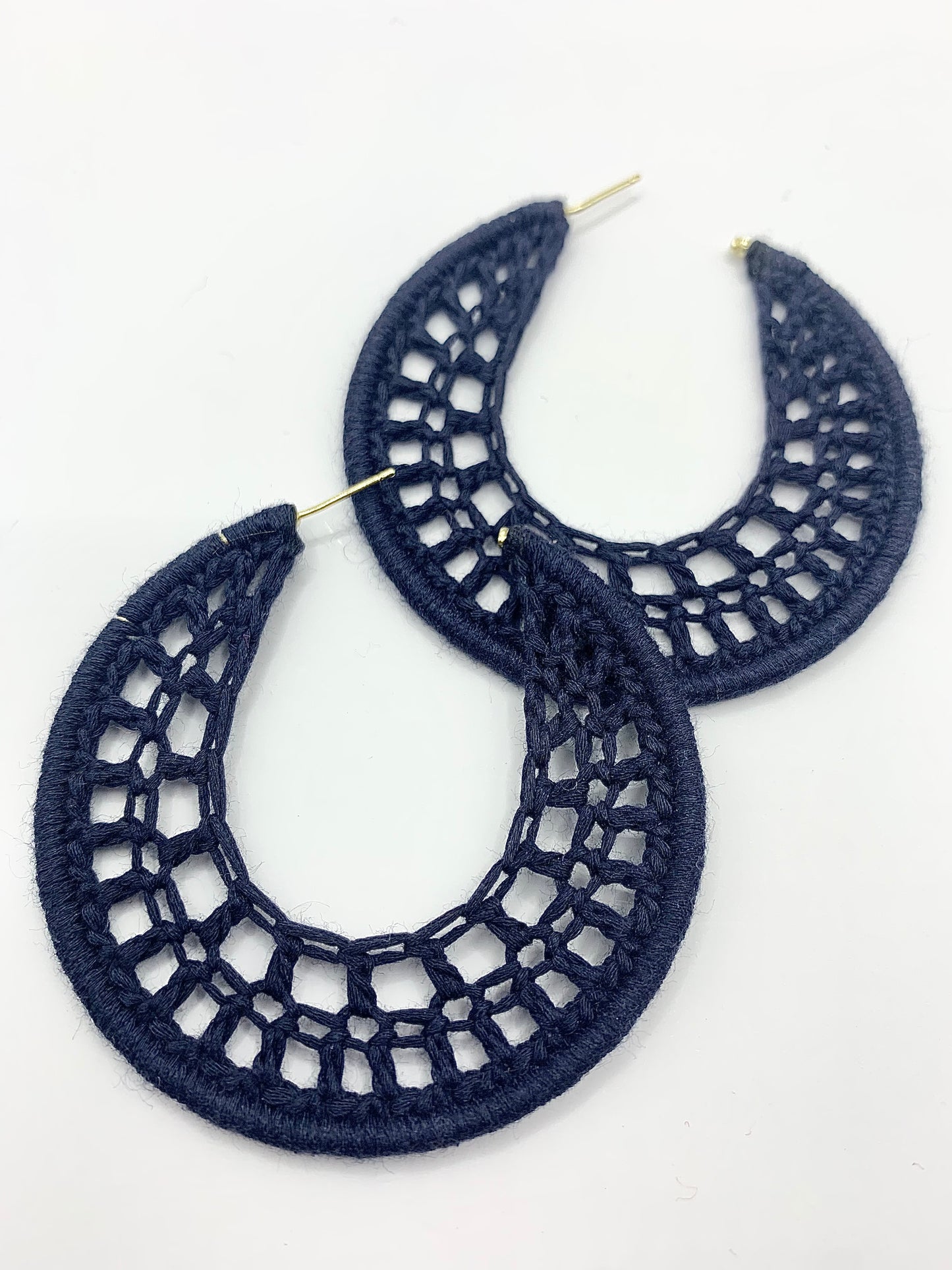 Navy Noir Crochet Earrings