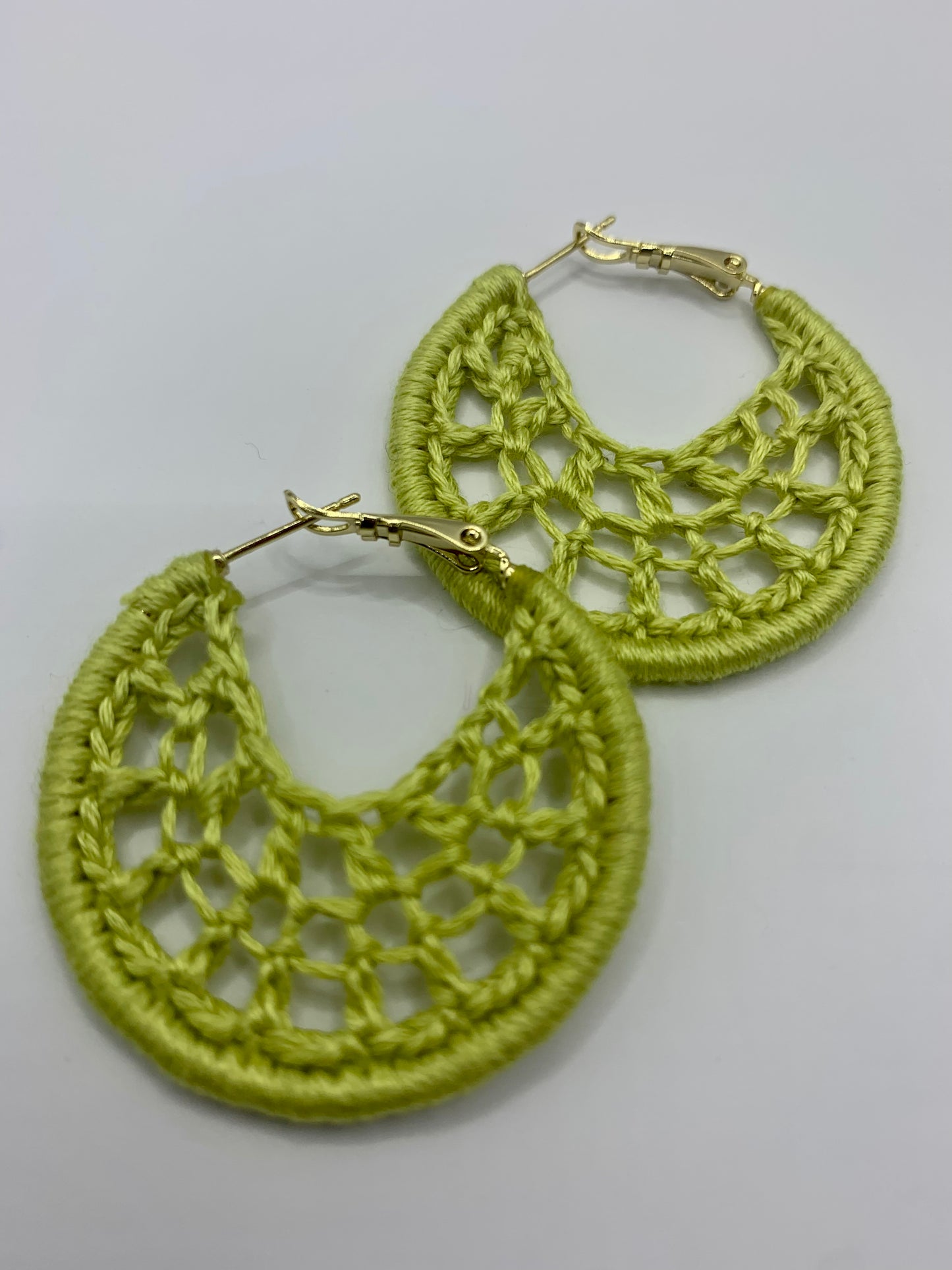 Lime Leaf Crochet Earrings