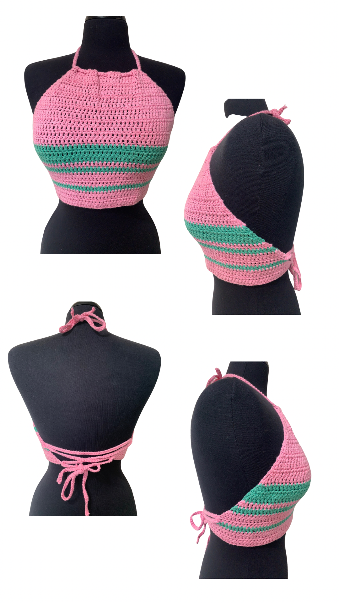 Flamingo Fusion Crochet Halter Top