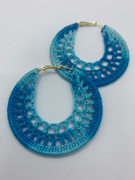 Aqua Marine Crochet Earrings