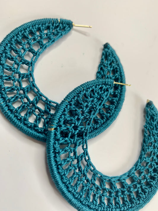 Crochet Earrings Teal