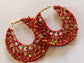 Red Sequins Crochet Earrings
