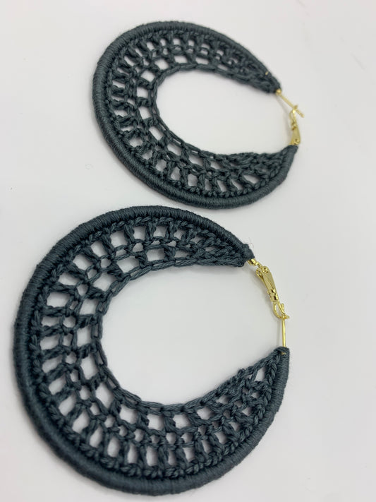 Slate Symphony Crochet Earrings
