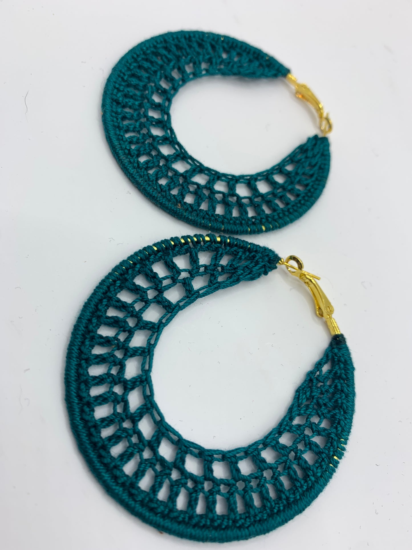 Teal Tidal Wave Crochet Earrings
