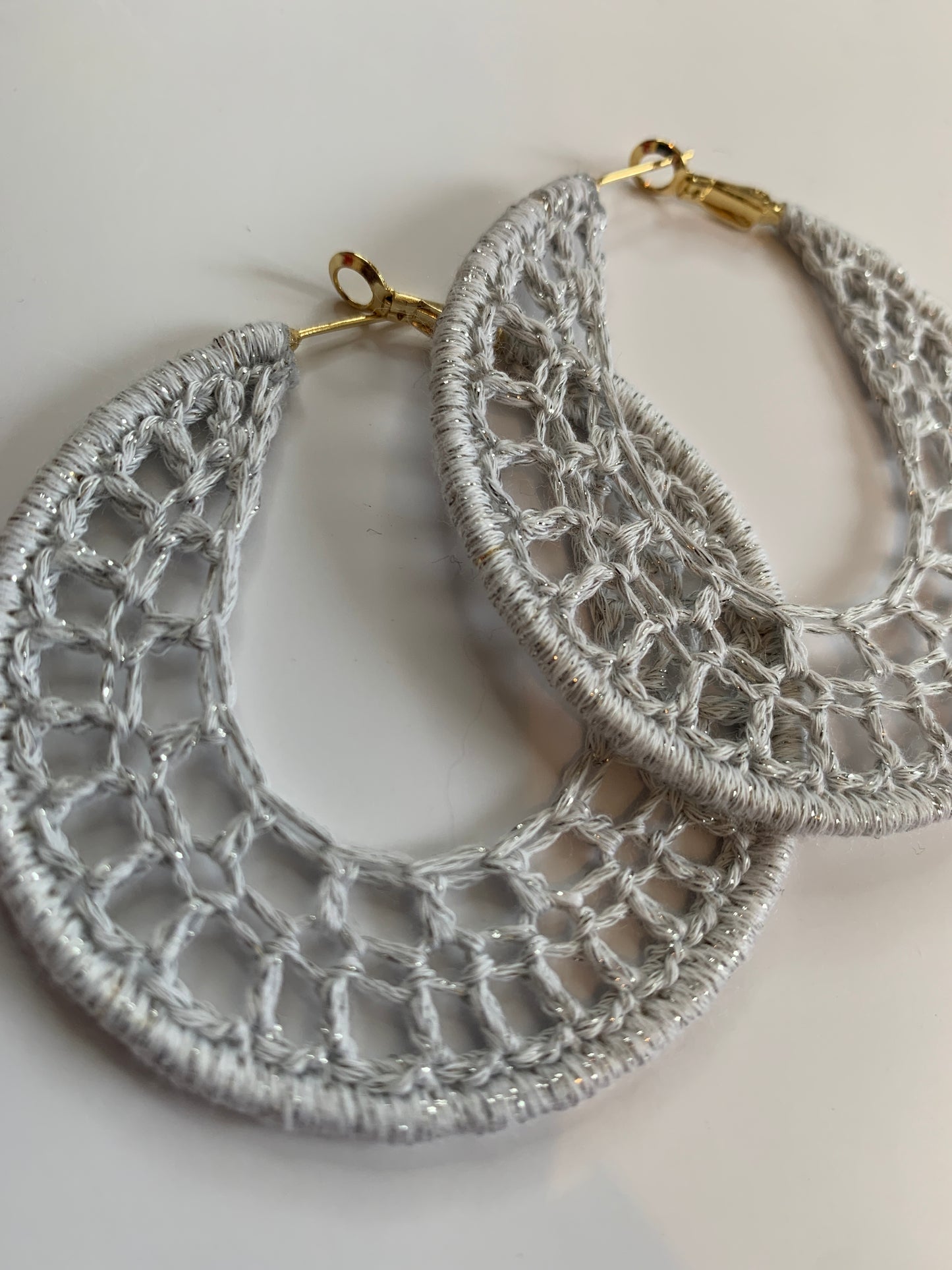 Silver Sparks Crochet Earrings