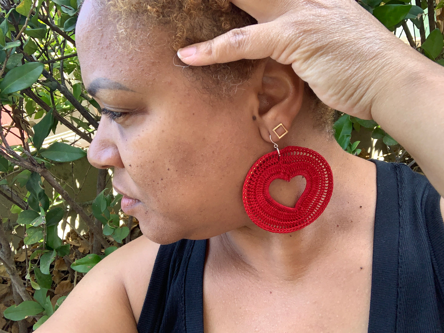 Crimson Love Crochet Earrings
