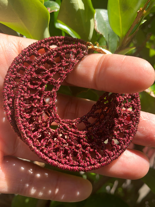 Crimson Cascade Crochet Earrings